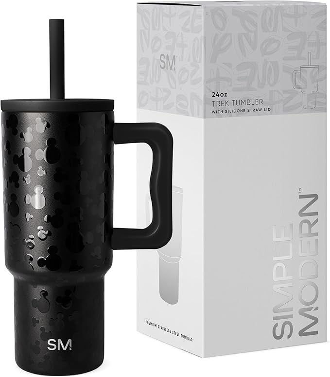 Simple Modern Disney Kids 24 oz Tumbler with Handle and Silicone Straw Lid | Spill Proof and Leak Resistant | Reusable Stainless Steel Bottle | Gift Kids Boys Girls | Trek Collection | Iconic Mickey