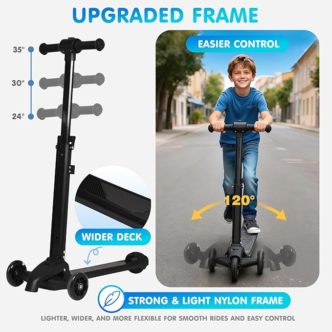 smilesun 4-in-1 Detachable Scooter Luggage for Kids & Teens, Foldable Hardside Ride On Suitcase with Wheels, Stylish and Safe Design(Blue)