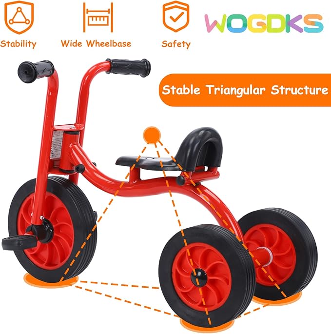 Kids Tricycle for Rider Ages 2+, Preschool Kids Trike Bike, Big Wheel Tricycle with Inflation-Free Rubber Wheels, Gift and Toy for Boys and Girls