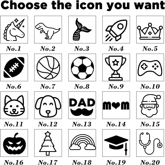 Personalized Water Bottles for Kids, 18 oz Custom Name Insulated Water Bottle With Straw, Stainless Steel Reusable Waterbottle Gifts for School Girls Boys Men Women - Icon Design