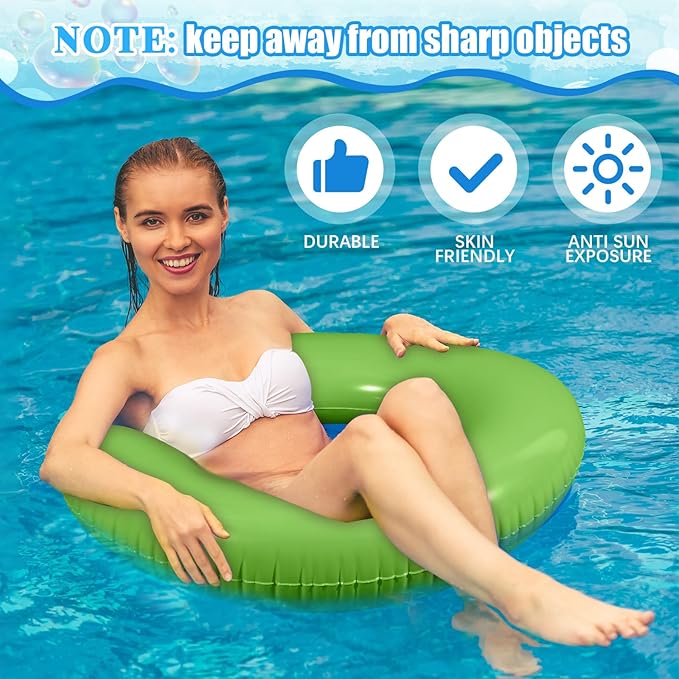 6 Pcs Inflatable Pool Floats 24 Inches Swim Tube Bulk Swimming Ring Pool Floaties for Beach Party Decorations Women and Men River Lake Summer Vacation Holiday(Light Green)