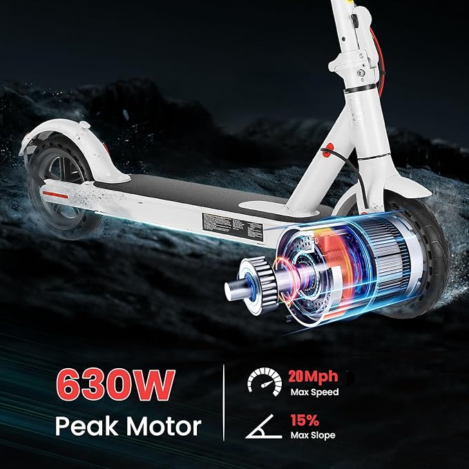 Caroma Electric Scooter,630W Peak Motor,20 MPH Max Speed & 18 Miles Long Range,8.5" Solid Tires,Dual Braking System with Cruise Control,Foldable E-Scooter with Smart APP Lock for Adults and Teens