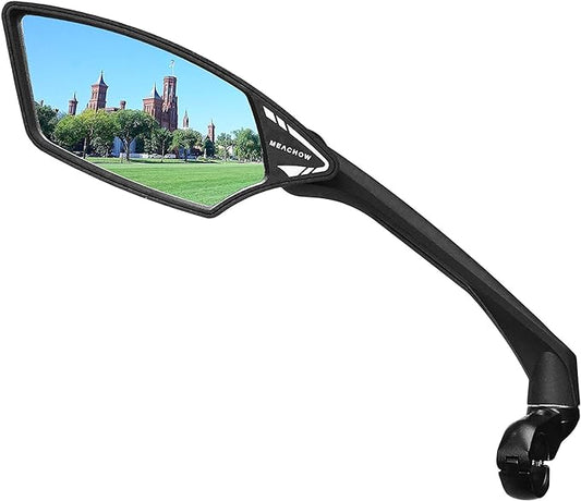 MEACHOW New Scratch Resistant Glass Lens,Handlebar Bike Mirror, Rotatable Safe Rearview Mirror, Bicycle Mirror, (Blue Left Side) ME-006LB