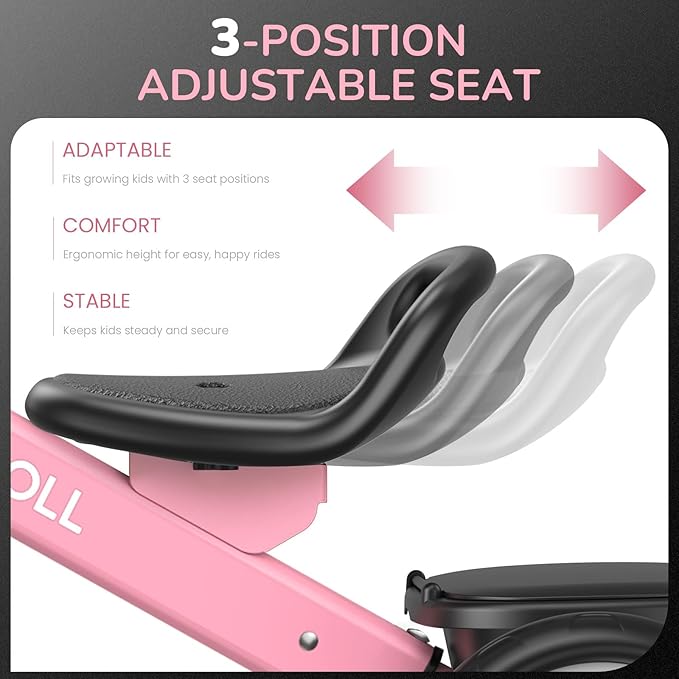 Umatoll Tricycle for Toddlers 2-5 Year Old, Ajustable Toddler Bike Outdoor Toys, Birthday Gift for Girl Age 2-4, Trike with Light up Wheels