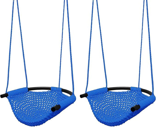 JKsmart 2 Pack Kids Swing Seat, Heavy Duty Rope Play Secure Children Swing Set, Toddler Swing Chair for Outdoor/Indoor/Playground/Home/Tree, with Snap Hooks and Swing Straps,440 lbs Capacity,Blue