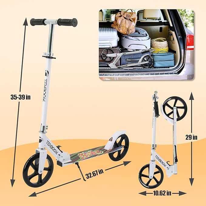 Kick Scooter for Ages 6+, Kids, Teens & Adults. Max Load 240 LBS. 8IN Big Wheels for Kids, Teens & Adults, 3 Adjustable Levels