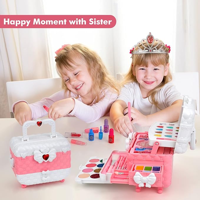 Kids Washable Makeup Kit Girl Toys for Gifts, Teensymic Toys for Girls Princess Birthday Gift Play Make Up Toys for Girls Toys Age 4 -12