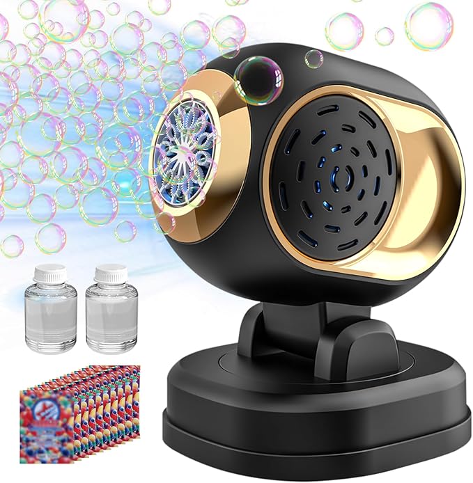 BOMOCO Bubble Machine Battery Operated Durable Bubble Blower Machine Automatic Bubble Machines for Kids Toddlers Parties Wedding Birthday Summer Outdoor Indoor Beach Halloween Favors, Black