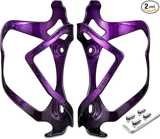 Bike Water Bottle Holder Bicycle Cage for Mountain Road MTB Gravel Adult Bikes Cycling Universal Carrier Rack 2 Pack Aluminum Alloy Ultralight Kettle Drink Accessories Purple