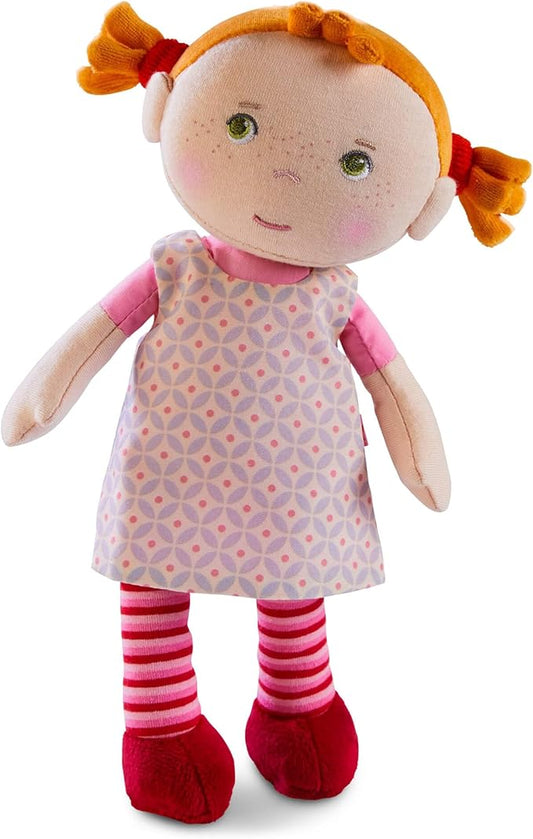 HABA Snug-up Roya – Soft Baby Doll with Red Hair, Removable Dress & Embroidered Face, Washable First Baby Doll
