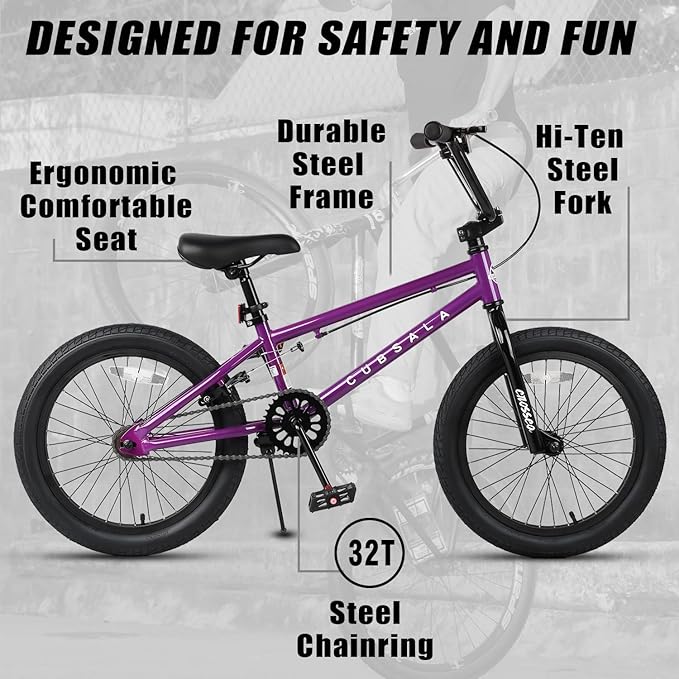 Freestyle BMX Bike, 18 20 Inch Kids Bicycle for 5-13 Years Old Kids and Beginner Level Rider, Multiple Colors