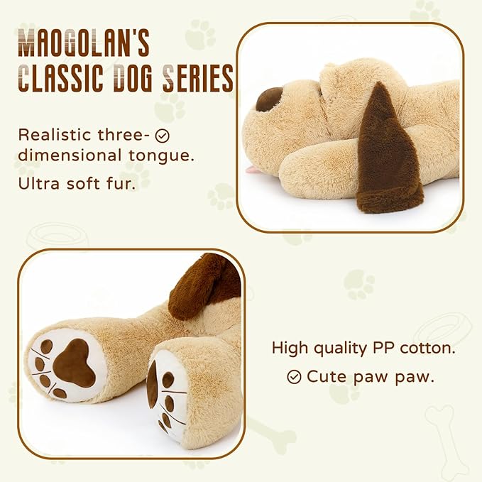 MaoGoLan 51" Giant Dog Plush, Life Size Large Stuffed Animal Dog, Fluffy and Cuddly Stuffed Puppy Stuffed Animal Throw Pillow Toy Birthday for Girls Kids