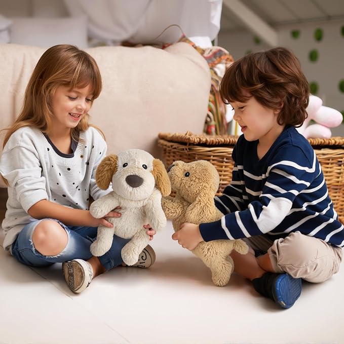 2Pcs Dog Stuffed Animals, Microwavable Stuffed Animal Adorable Fluffy Puppy Plush for Warmth, Heatable Coolable Lavender Scent Dog Plush Toys, Cute Soft Plushies for Kids & Adults Girls Boys Gifts