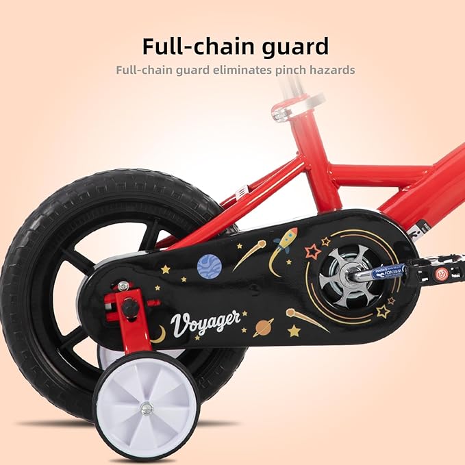 KEANO Voyager 10 12 Inch Kids Bike for Boys and Girls Ages 1-4 Years, Toddler Bike with Training Wheels & Basket, Detachable Parent Push Handle, Children Bicycle