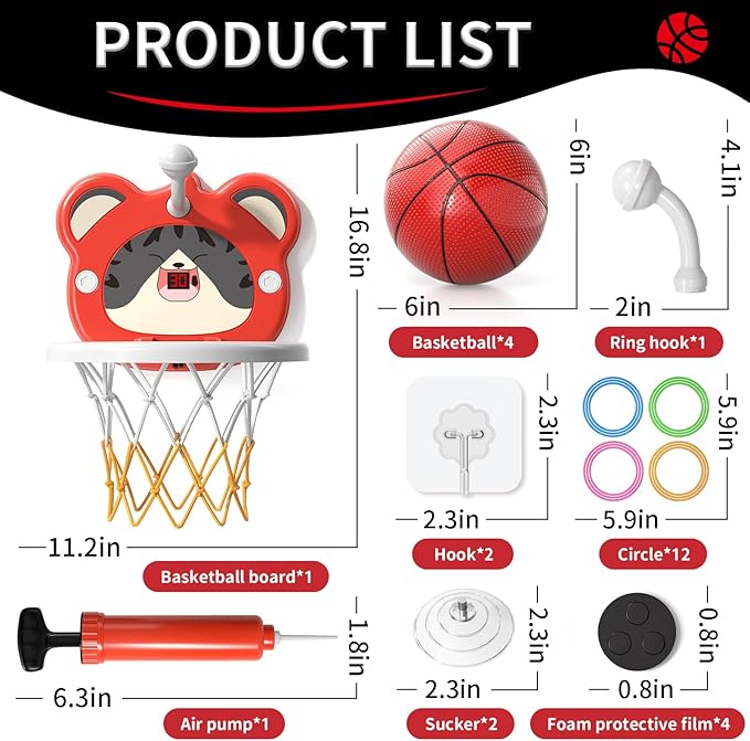 Toddler Basketball Hoop Indoor Toys Gifts for 3 4 5 Year Old Boys Kids, Indoor Mini Scoring Basketball Hoop for Toddler Kids Boys Ages 3-5 4-6, Ideal 3 4 5 6 Years Old Birthday Gifts