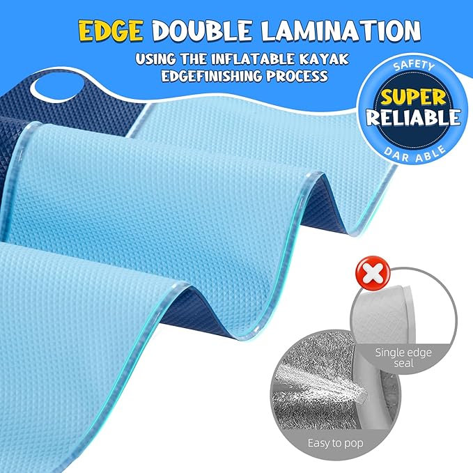 Non-Slip Splash Pad for Kids and Dog, 80" Extra Large Baby Play Mat, Dog Pool Toys, Thicken Sprinkler Pool Summer Outdoor Water Toys for Ages 3-12 Boys Girls, Parent-Kids &Games Fun Backyard (Blue)