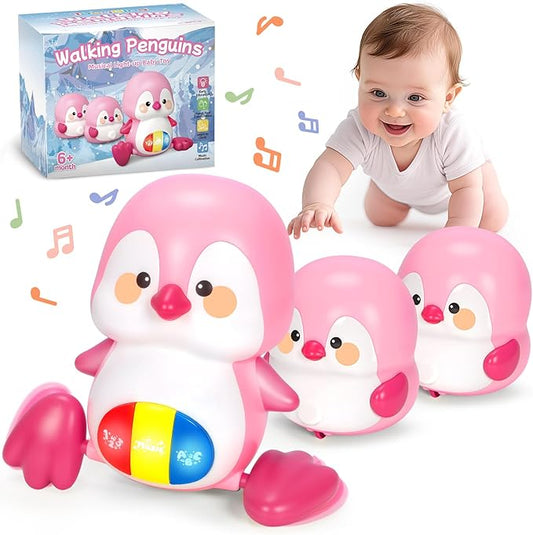 Baby Toys 6-12 Months, Musical Penguins Crawling Infant Toys, Early Learning Toy for Tummy Time with Light & Sound, Birthday Gifts for Babies Newborn Boys Girls 0-3-6 7 8 9 10 11 Months 1 Year Old