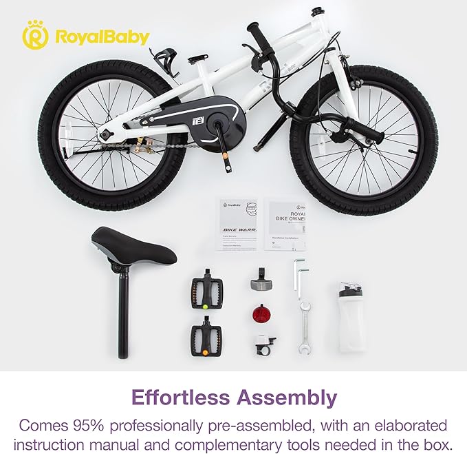 RoyalBaby Kids Bike EZ Balance to Pedal Dual Handbrake Toddlers Boys Girls Bicycle 12-20 Inch for Age 3-10 Years