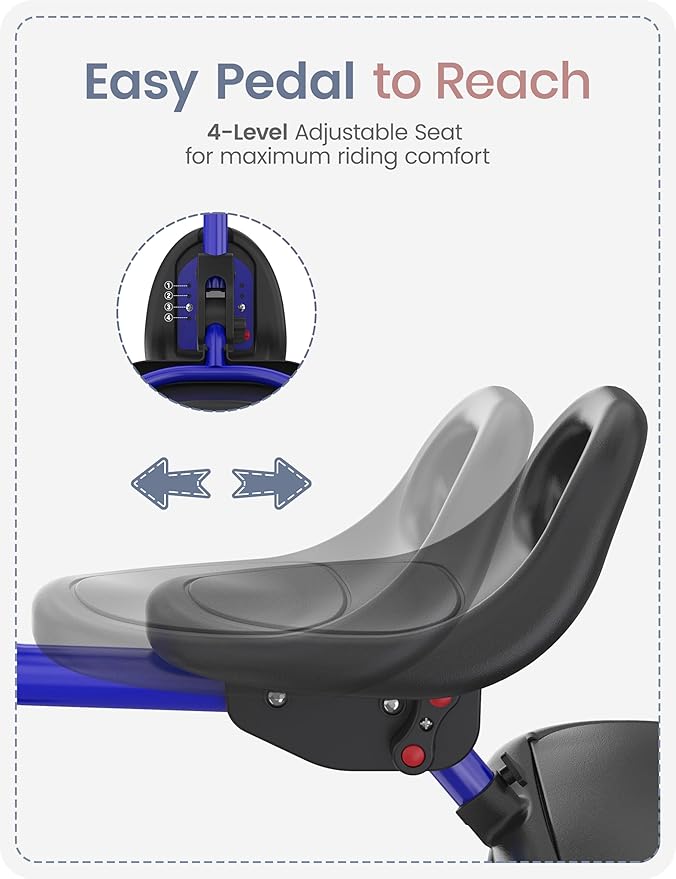 besrey Kids Tricycle with Flash Wheels for Ages 18 Months to 5 Years, Toddler Tricycle with Bell, Kids Tricycle, Gift for 2-5 Year Olds, Gift and Toy for Boys and Girls, Tricycle for Toddlers, Blue