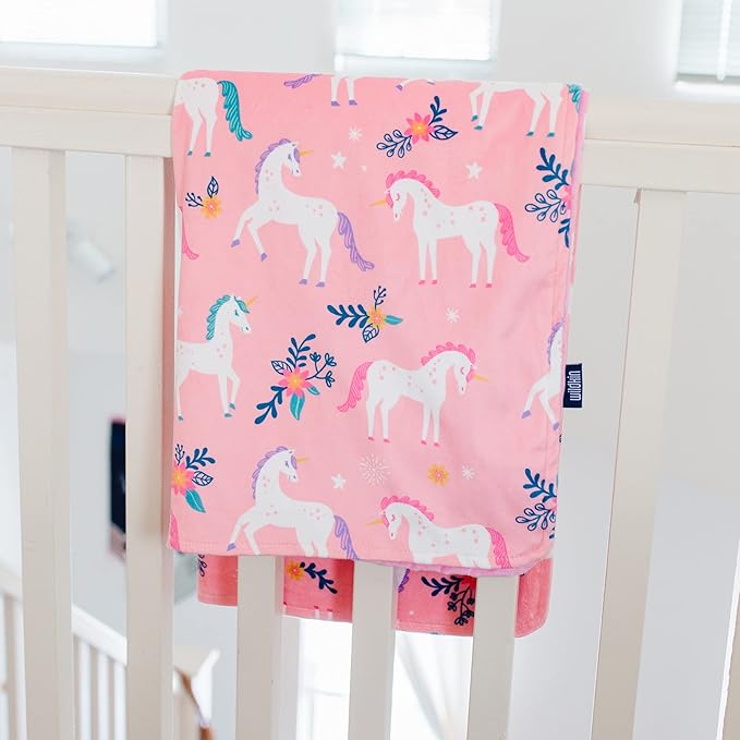 Wildkin Plush Baby Blanket – Soft & Cozy Comfort, Ideal for Toddlers, Travel & Daycare - Magical Unicorns