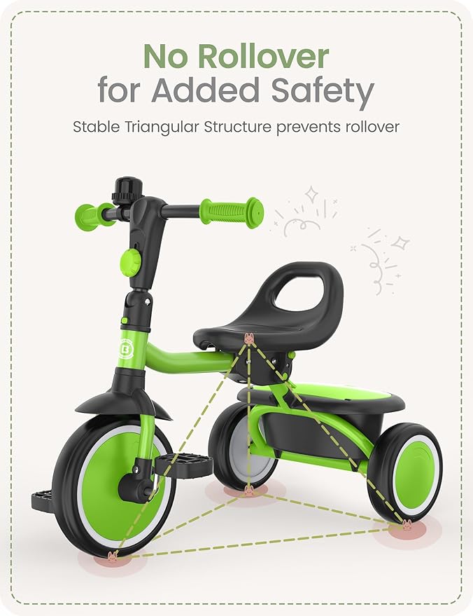 besrey Kids Tricycles Age 18 Month to 5 Years, Toddler Tricycle Kids Trikes Tricycle, Gift Toddler Tricycles for 2-5 Year Olds, Gift & Toys for Boy & Girl, Trikes for Toddlers, Grass Green