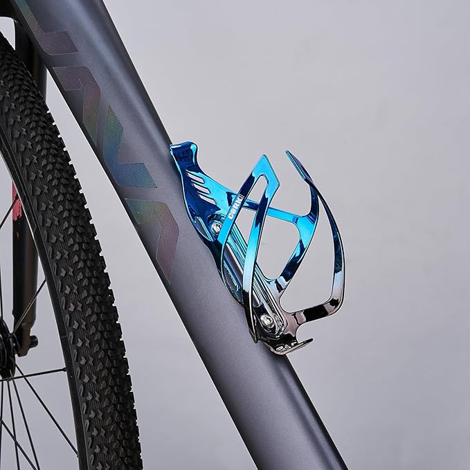 Corki Cycles Bike Water Bottle Holder Aluminum Alloy, Universal Bike Water Bottle Cage for Road, Mountain and Gravel Bikes - 1 Pack - Black&Blue