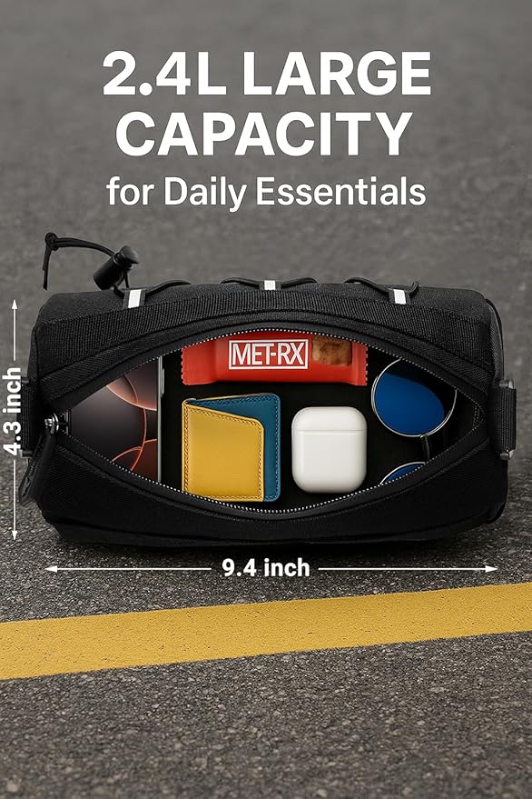 whale fall Bike Handlebar Bag – 2.4L Cycling Front Bag with Elastic Cord & Shoulder Strap, Lightweight Commuter Accessories for Road & Mountain Bikes, Reflective & Water-Resistant Fabric
