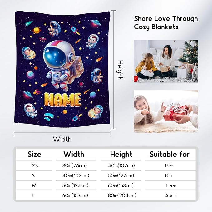 Boys Blankets - Personalized Planet Gifts for Kids - Cozy Lightweight Throw Blanket for Sofa Office Bed, 4 Size