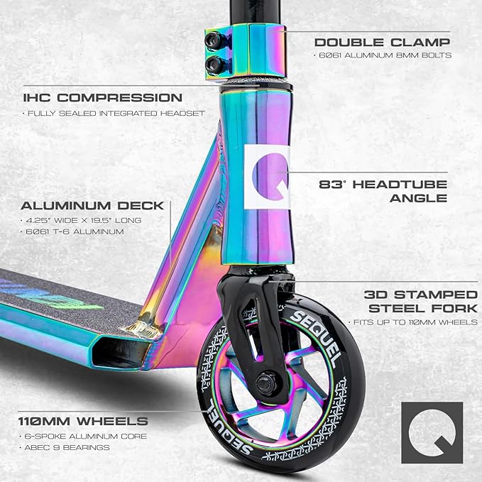 Sequel Ignite Stunt Scooter, Pro Complete Trick Scooter for Kids 8+, Beginner Skatepark BMX Scooter