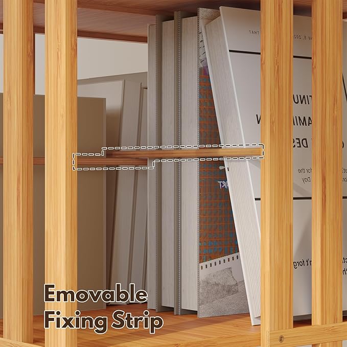 YOWOS Rotating Bookshelf Tower, 360 Display Spinning Bookcase, Bamboo Bookshelf Floor Standing Storage Rack, Wood Narrow Book Shelf Organizer for Kids&Adults (Nature, 4 Tier)