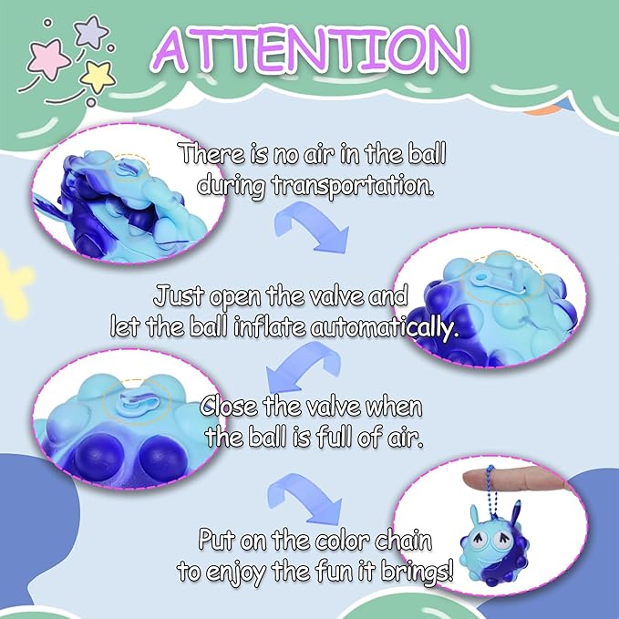 72pcs Pop Fidget Bulk 3D Stress Ball Toy, Pop Toy Party Favors for Birthday, Sensory Toys Bulk Squeeze Toys, Easter Basket Stuffers, Classroom Prizes Stocking Stuffers for Adults Toddler