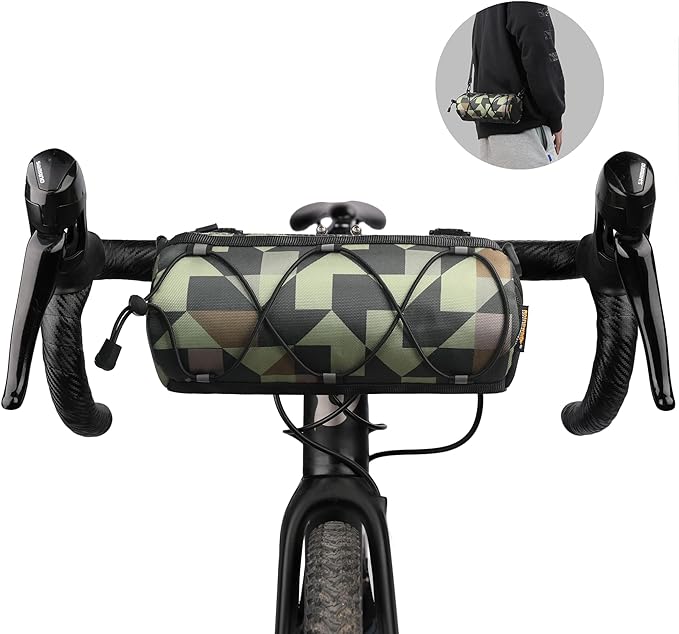 Rhinowalk Bike Handlebar Bag, Bicycle Front Bag Shoulder Bag Storage Bag with Shoulder Strap for Road Mountain Bike Cycling Travel