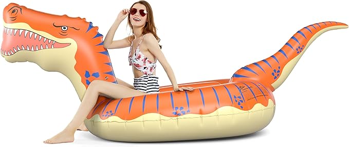 Jasonwell Inflatable Dinosaur Pool Float for Boys Girls Adults 124'' Giant T-Rex Floatie Summer Beach Swimming Pool Inflatables Ride on Party Pool Toys Raft Lounge Kids Tyrannosaurus Rex Toys