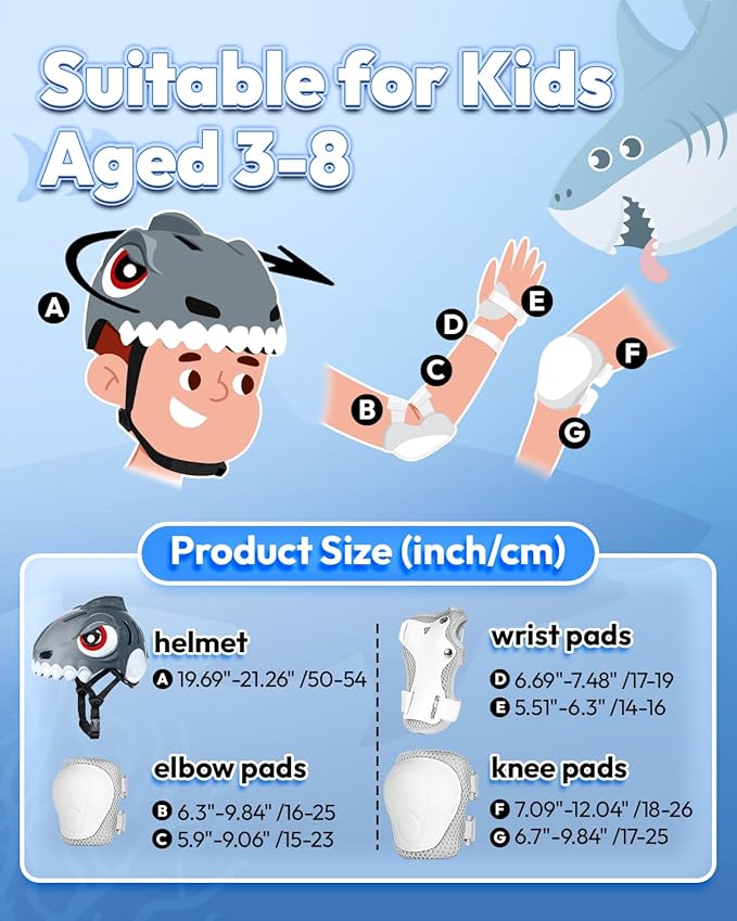 Bike Helmet for Kids 3-5-8 Toddler Bike Helmet Animal 3D Cartoon Boys Girls Safety Adjustable Kids Helmet and Pads Set for Cycling Scooter Skateboard