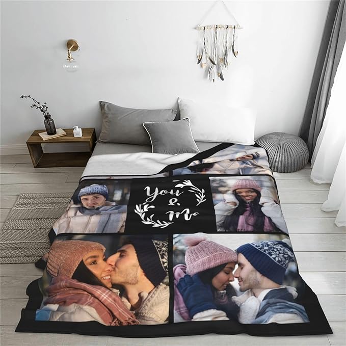 Custom Blanket with Photos, Personalized Blankets with Picture, I Love You Girlfriend Boyfriend Couples Gifts, for Birthday Christmas Women Men Adult Kids Mom Dad Wife Husband