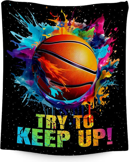 Basketball Blanket for Girls, Basketball Gifts for Boys Adults Sport Lovers, Kids Throw Blankets for Team Player Couch Sofa Home Decor (Colorful, 30x40 Inch)