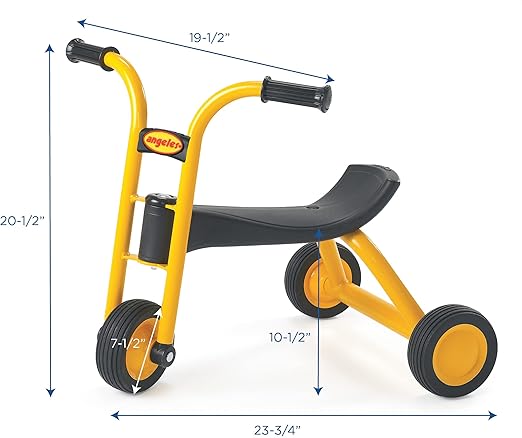MYRIDER Toddler Trike, Kids Tricycle for Preschool, Daycare, Playground Kids Tricycles, Rubber Tires, Yellow/Black, 8" Mini Pusher