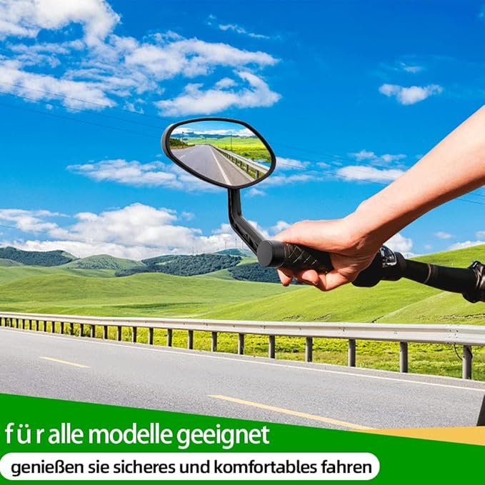 RBRL Bike Mirror Bar End Bike Mirror, Rotatable Bicycle Mirror, Automotive Grade Glass Bike Side Mirrors, Scratch Resistant E-Bike Universal Rearview Mirrors for Mountain bike (Left)