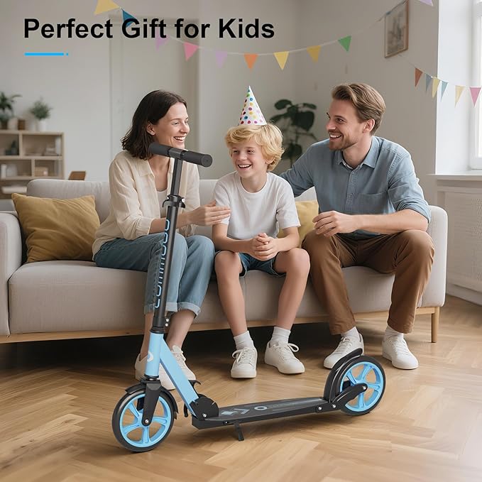 Kick Scooter for Kids 5-12, Teens, Foldable Lightweight Adult Scooter with 8 Inch Wheels, Max Load 240 LBS, Gift for Childs