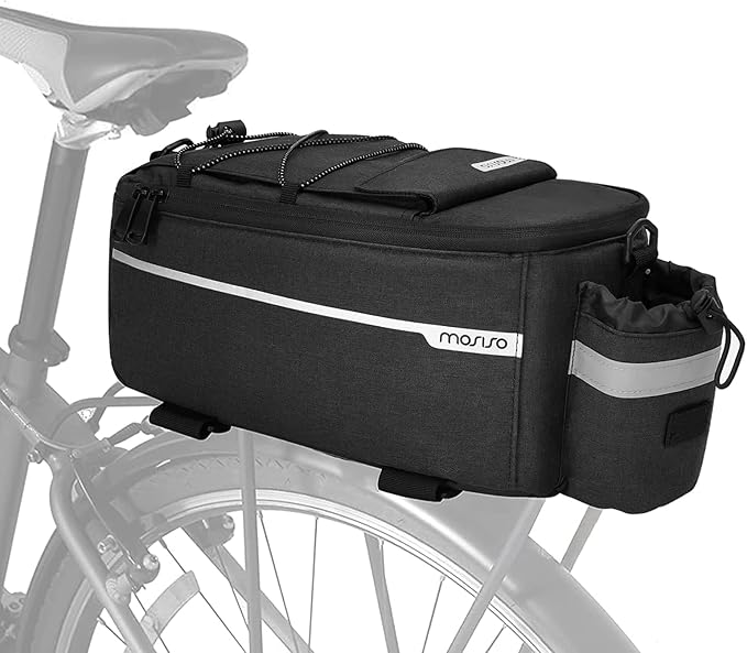MOSISO Bike Rack Bag, Waterproof Bike Trunk Cooler Pouch Insulated Bicycle Rear Seat Pouch Cycling Backseat Storage Cargo Luggage Saddle Shoulder Bag