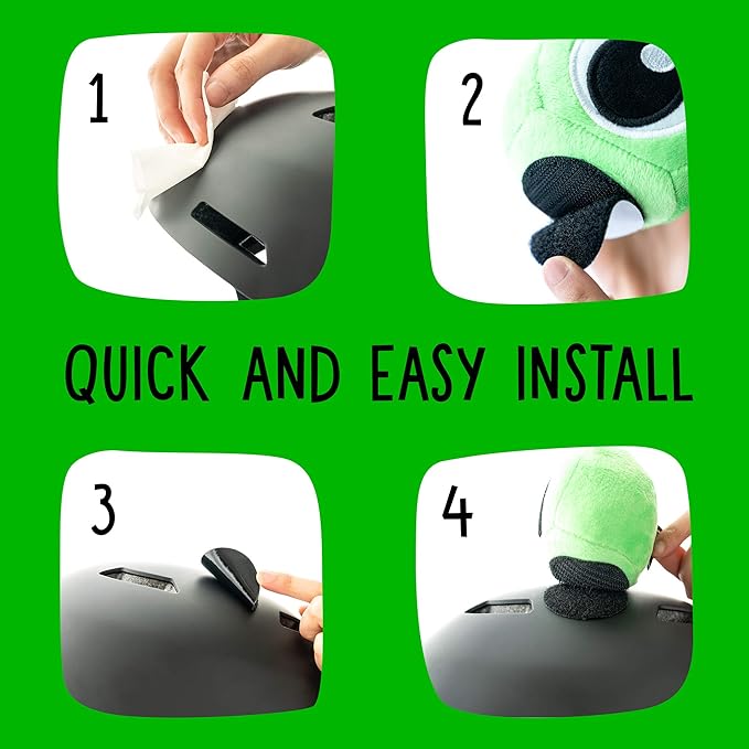 Frog Helmet Accessories w/Sticky Hook & Loop Fastener Adhesive (Helmet not Included), Fun Helmet Eyes/Ears/Cover for Snowboarding, Skiing, Biking, Cycling, Skating for Kids and Adults