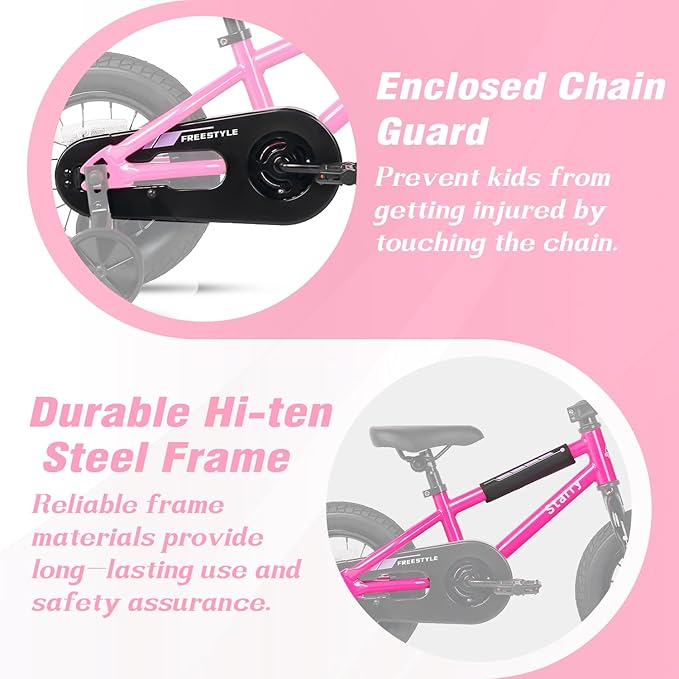 12 14 16 18 Inch Kids Bike BMX Style Bicycle with Training Wheels Coaster Brake for 2-10 Years Old Toddlers Boys Girls Multiple Colors
