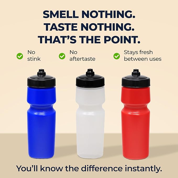 Rolling Sands USA Made 24 oz Sports Squeeze Water Bottles, 8 Pack, BPA-Free, Easy Drink One Way Flow Valve, Fits Most Bike Cages, Dishwasher Safe, Durable, Reusable and Lightweight, Red