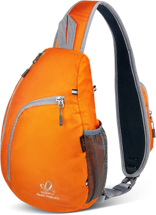 WATERFLY Crossbody Sling Bag Small Water Resistant Backpack Lightweight Shoulder Chest Daypack for Men Women Hiking Travel