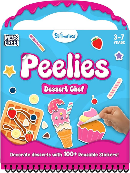 Skillmatics Reusable Sticker Activity Book - Peelies, 100+ Reusable Stickers, 6 Pictures, Mess-Free Fun for Kids, Creative Play & Travel Toy, Gifts for Boys & Girls Ages 3, 4, 5, 6, 7