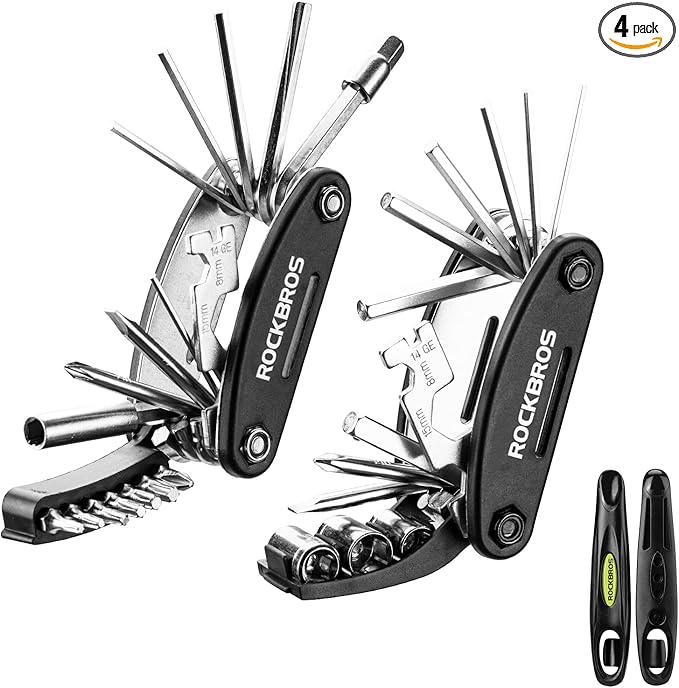 ROCKBROS 16 In 1 Multi-Function Bike Tool Kit - Portable Foldable Bike Multitool Cycling Tool Kit With Allen Wrench, Tire Levers