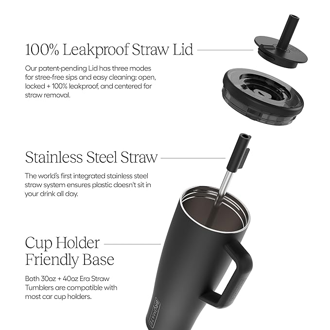 BrüMate Era 40 oz Tumbler with Handle and Straw | 100% Leakproof Insulated Water Bottle Tumbler with Lid and Flexible SoftSip Straw | Made of Stainless Steel | Cup Holder Friendly | 40oz (Kiwi)