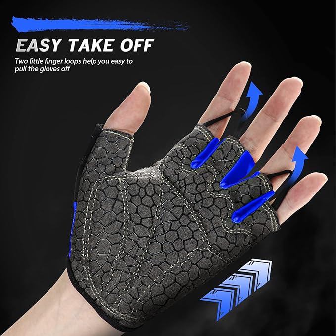 Bike Gloves for Men Women with Anti-Slip Shock-Absorbing Pad, Light Weight Half-Finger Cycling Gloves