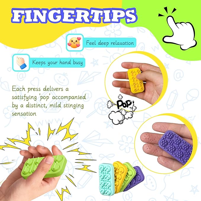 Pop It Sensory 3D Printed Fidget Toy :4 Pack Little Ouchies Pain Fidget - Sensory Toys for Autism ADHD Special Needs Classroom School - Gifts Prizes Bulk for Kids Stocking Stuffers Goodie Bags