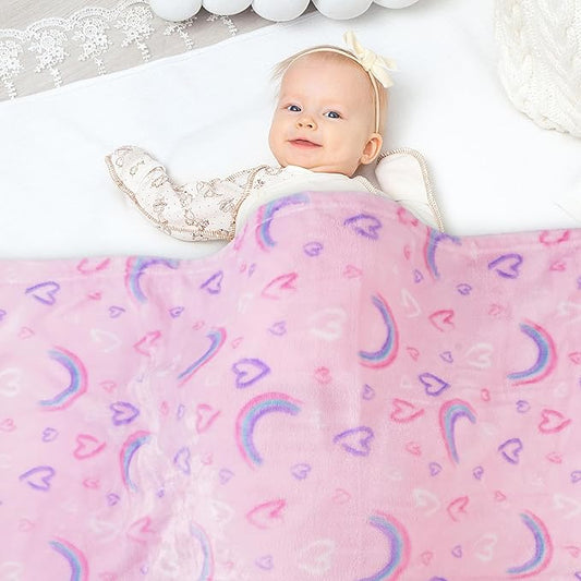 Viviland Kids Rainbow Print Throw Blanket for Boys and Girls, Warm Lightweight Plush Fleece for Sofa, Chair, Couch, Bed, 30" x 40"